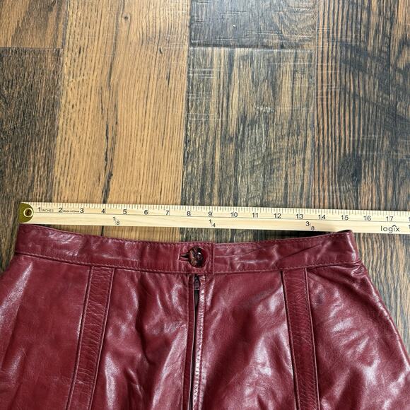 Vintage Montgomery Ward The Tannery Leather Skirt 17/18 Wine Red Knee Length - Picture 12 of 15